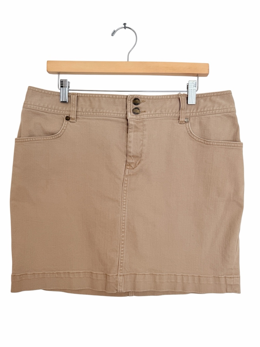 Chaps Ralph Lauren Beige/Tan Denim Mini Skirt Sz 14P